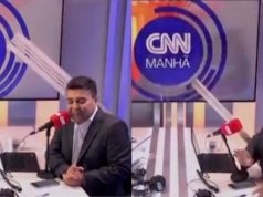 Insólito. Cenário de estúdio da CNN Brasil cai e atinge pivôs em direto